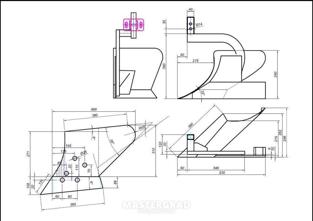 Плуг для мотоблока мтз своими руками чертежи с размерами
