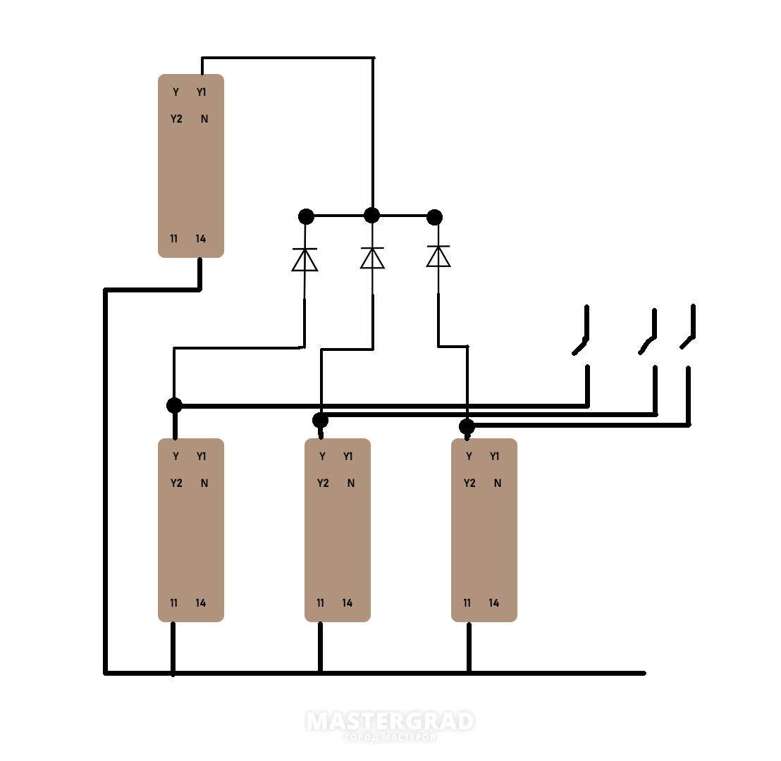 Мастер выключатель и импульсное реле. Нестандартная схема подключения. -  Mastergrad - крупнейший форум о строительстве и ремонте. Форум № 312648.  Страница 1 - Электрика