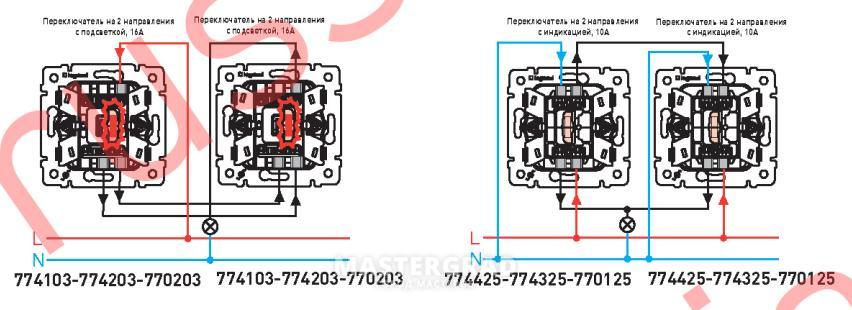 Схема подключения проходного выключателя легран этика