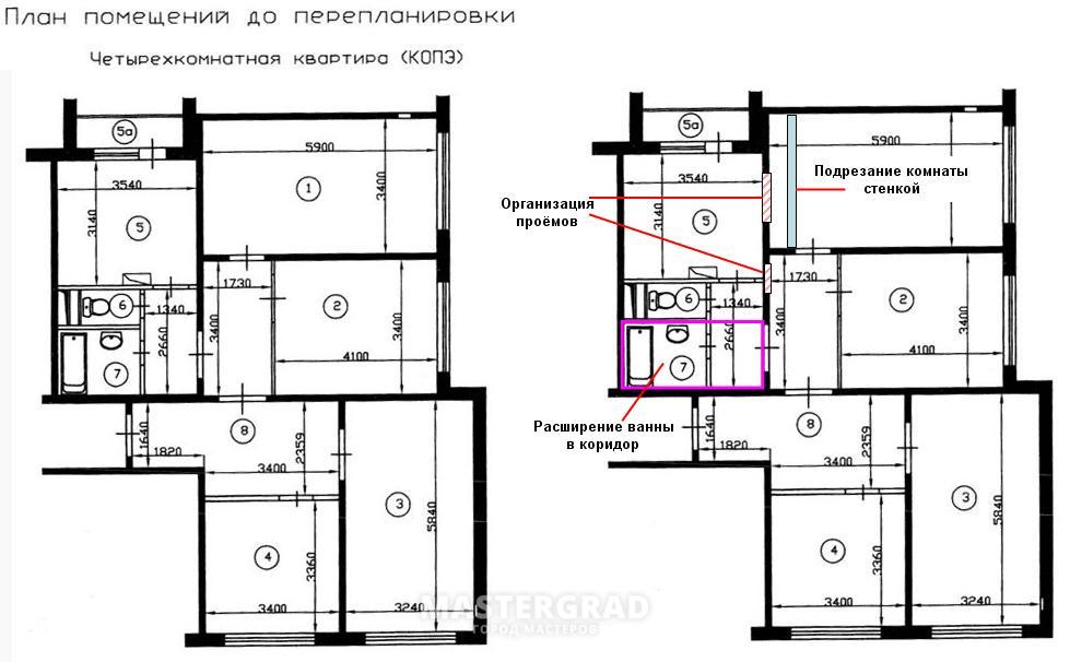 Дизайн проект 4 комнатной квартиры копэ