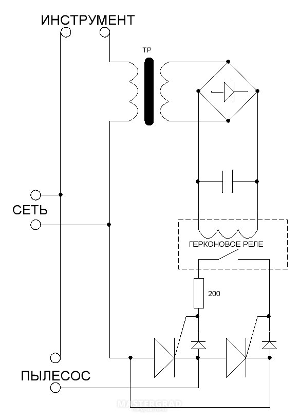 Принципиальная схема пылесоса