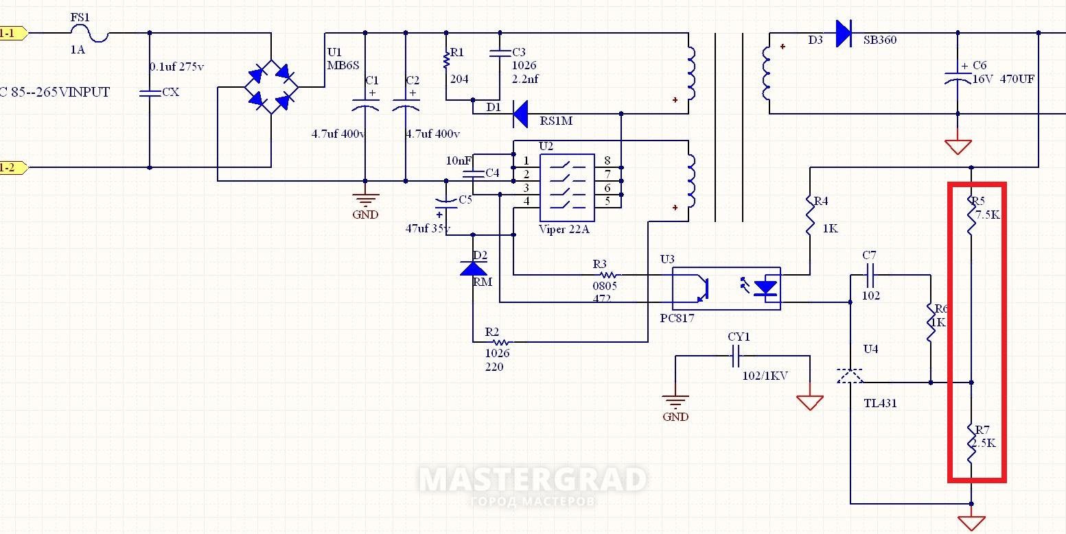 Viper22a схема включения