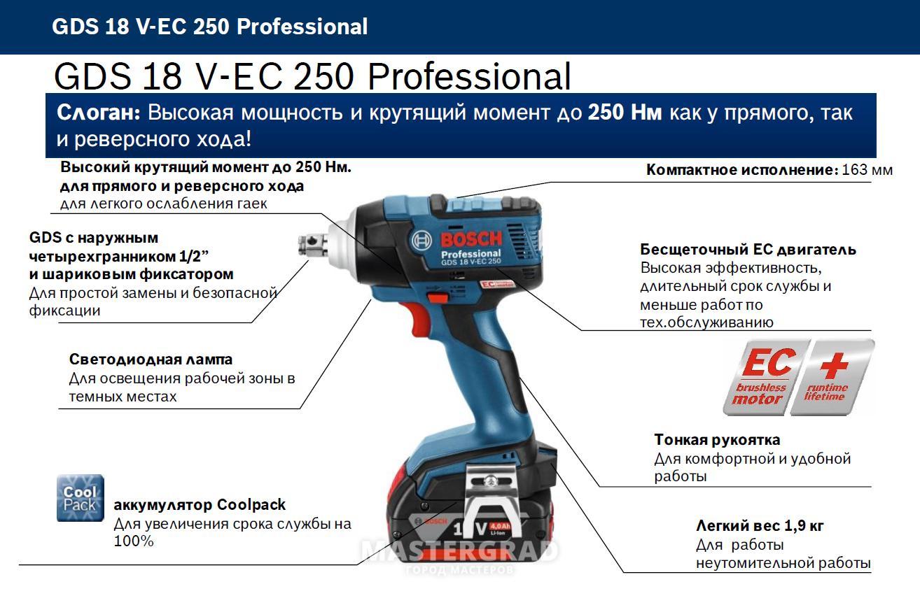 Высокая мощность. Гайковёрт ударный GDS 18 V-EC 250. Гайковерт Bosch GDS 18 V-EC 250 0. 18v EC 250. Шлейф гайковерта Bosch gds18.