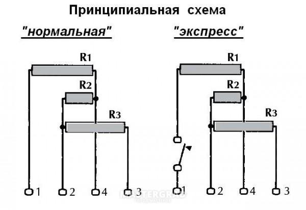 Подключение конфорки электроплиты с 4 контактами схема