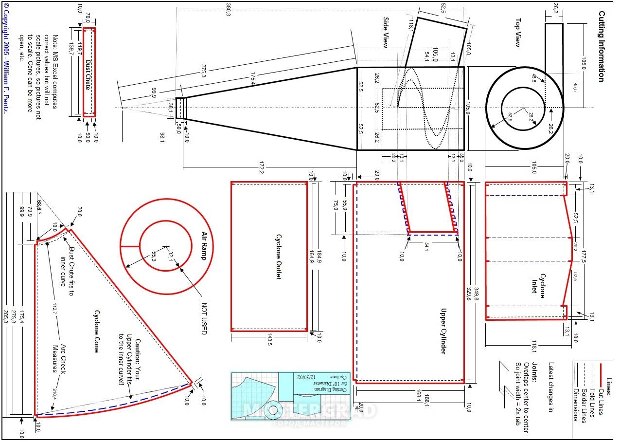 Циклон своими руками чертеж
