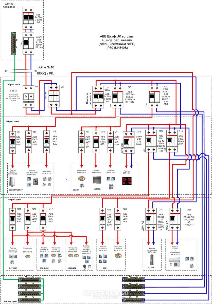 Электрическая схема 3 комнатной квартиры