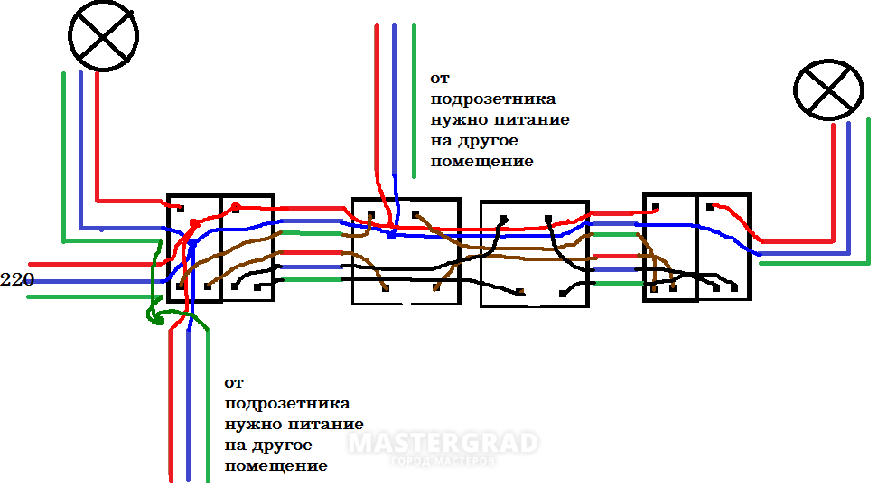 Схема на 4 выключателя