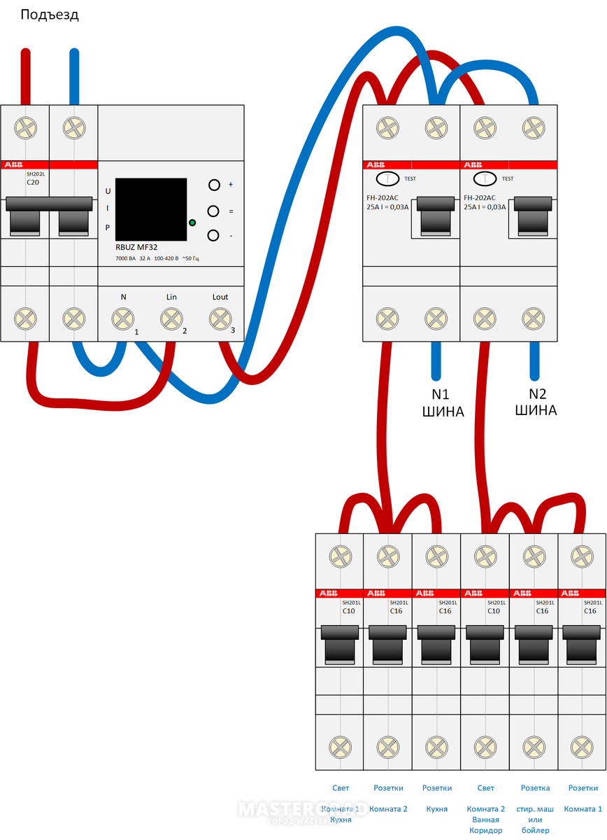 Схема подключения f202 abb